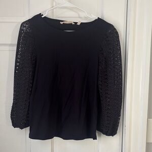 Elegant Black Lace Sleeve Top